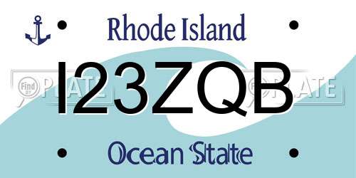 I23ZQB Rhode Island License Plate