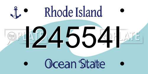 I24554I Rhode Island License Plate