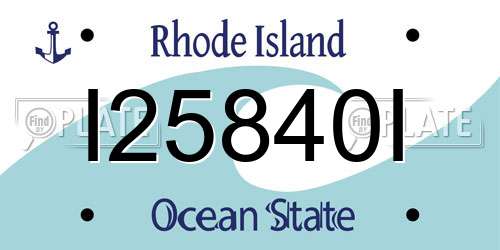 I25840I Rhode Island License Plate