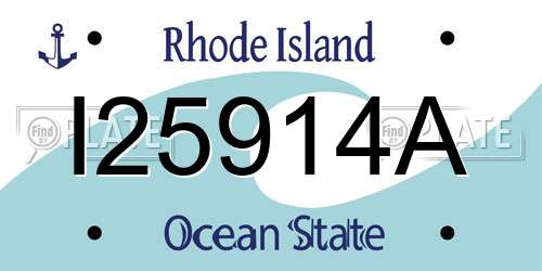 I25914A Rhode Island License Plate