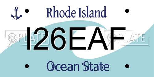 I26EAF Rhode Island License Plate