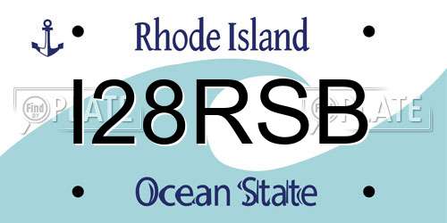 I28RSB Rhode Island License Plate