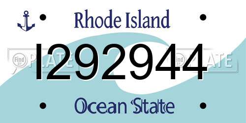 I292944 Rhode Island License Plate