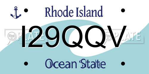 I29QQV Rhode Island License Plate
