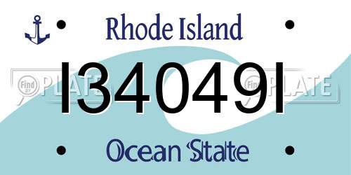 I34049I Rhode Island License Plate
