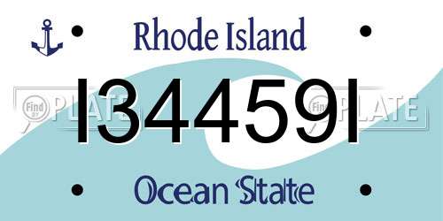 I34459I Rhode Island License Plate