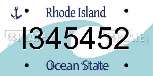 I345452 Rhode Island License Plate