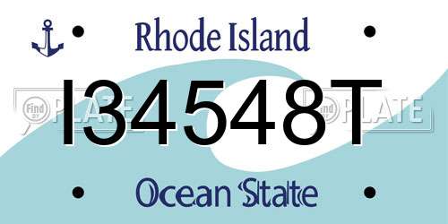 I34548T Rhode Island License Plate