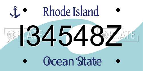 I34548Z Rhode Island License Plate
