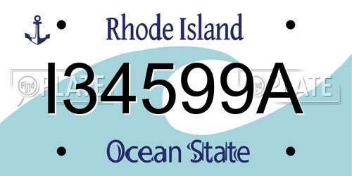 I34599A Rhode Island License Plate