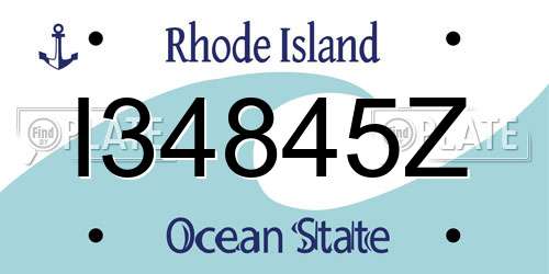 I34845Z Rhode Island License Plate
