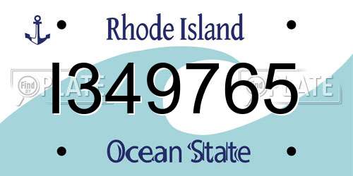 I349765 Rhode Island License Plate