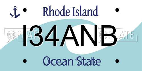 I34ANB Rhode Island License Plate