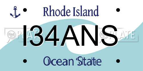 I34ANS Rhode Island License Plate