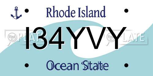 I34YVY Rhode Island License Plate