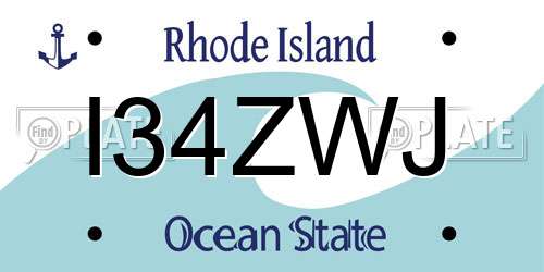 I34ZWJ Rhode Island License Plate