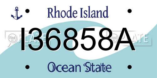 I36858A Rhode Island License Plate