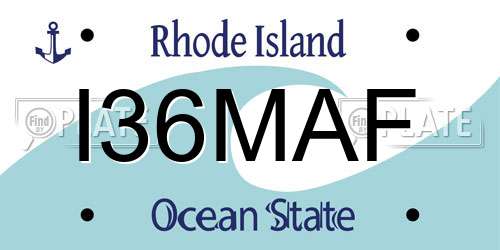 I36MAF Rhode Island License Plate