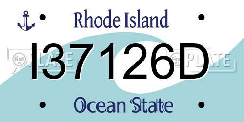 I37126D Rhode Island License Plate