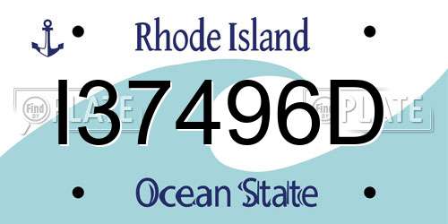 I37496D Rhode Island License Plate