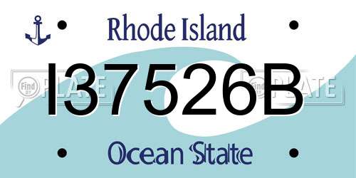 I37526B Rhode Island License Plate
