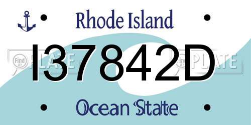 I37842D Rhode Island License Plate