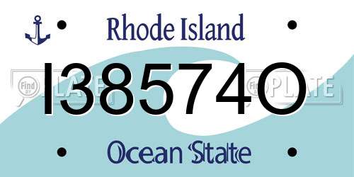 I38574O Rhode Island License Plate