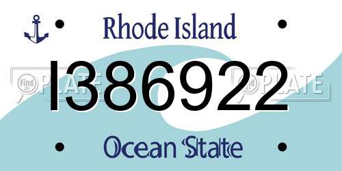 I386922 Rhode Island License Plate