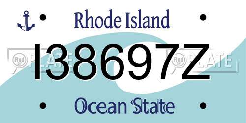I38697Z Rhode Island License Plate