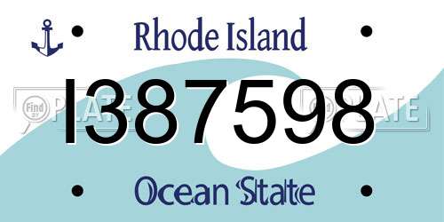 I387598 Rhode Island License Plate