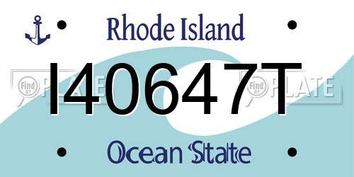 I40647T Rhode Island License Plate