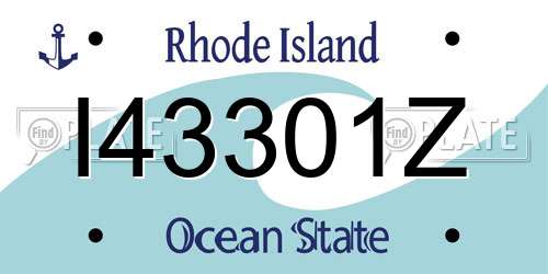 I43301Z Rhode Island License Plate