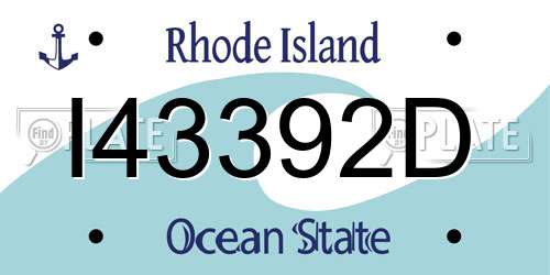 I43392D Rhode Island License Plate