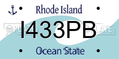 I433PB Rhode Island License Plate