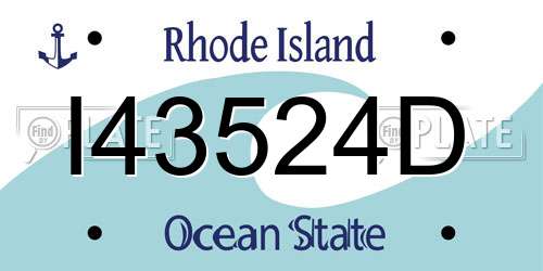 I43524D Rhode Island License Plate