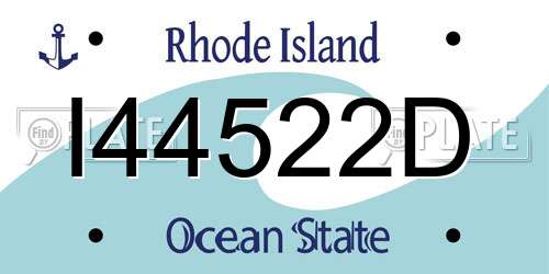 I44522D Rhode Island License Plate