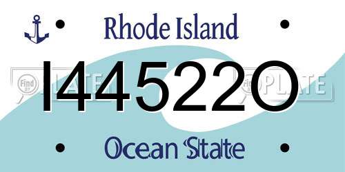 I44522O Rhode Island License Plate