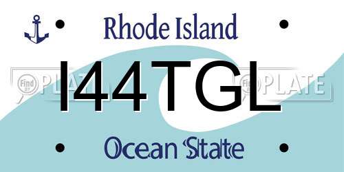I44TGL Rhode Island License Plate