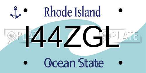 I44ZGL Rhode Island License Plate