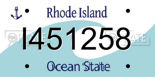 I451258 Rhode Island License Plate