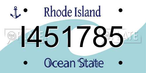 I451785 Rhode Island License Plate