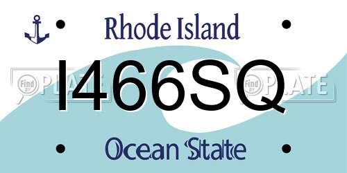 I466SQ Rhode Island License Plate