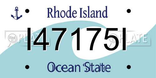 I47175I Rhode Island License Plate
