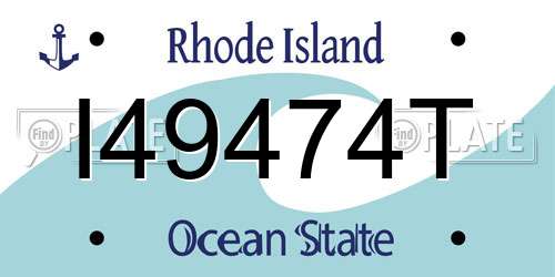I49474T Rhode Island License Plate