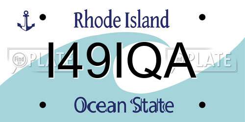 I49IQA Rhode Island License Plate