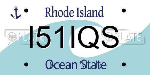 I51IQS Rhode Island License Plate