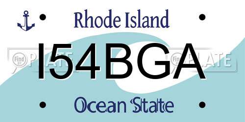 I54BGA Rhode Island License Plate