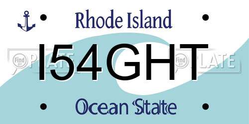 I54GHT Rhode Island License Plate