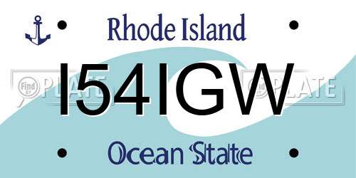 I54IGW Rhode Island License Plate