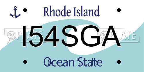 I54SGA Rhode Island License Plate